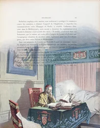 Armand-Jean du Plessis, Cardinal de Richelieu as an old man, illustration from a life of Richelieu by Theodore Camu